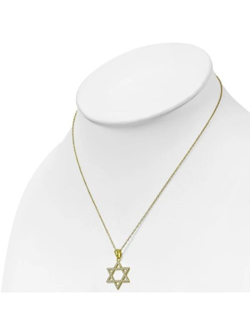 Sterling Silver Jewish Star of David White Crystals CZ Pendant Necklace - Picture 2 of 5